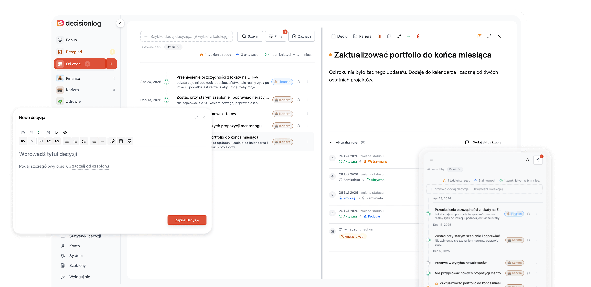 Decision Log Dashboard - Light Theme